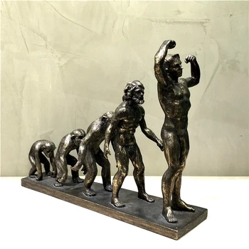 Human Evolution Sculpture Resin Anthropoid Statue Troglodyte Remote Times Museum Darwin History Ornament Decor Craft Accessories 2