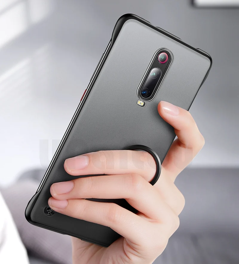 

UPaitou Frameless Transparent Case For Xiaomi Redmi Note 8 7 6 5 A 4X 3S 3 GO K20 Mi 9T Pro Matte Hard With Finger Ring Case
