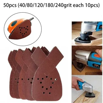 

50pc Sanding Paper Sheets Hook Loop Sandpaper Disc 40/80/120/180/240 Grit For Black & Decker Mouse Detail Sander Sandpaper
