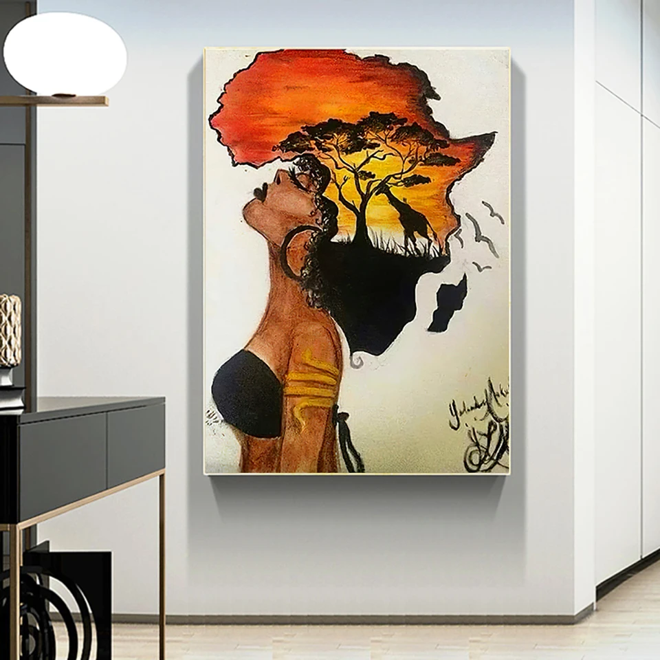 Abstract Wall Art Woman Landscape Animals Printed on Canvas