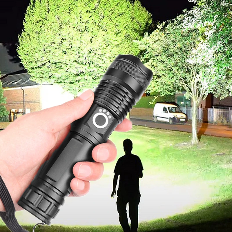 Linterna de alto lúmenes, la más potente, 5 modos, con zoom USB, resistente al agua, batería 18650 o 26650, la mejor para acampar al aire libre|Linternas y antorchas| - AliExpress