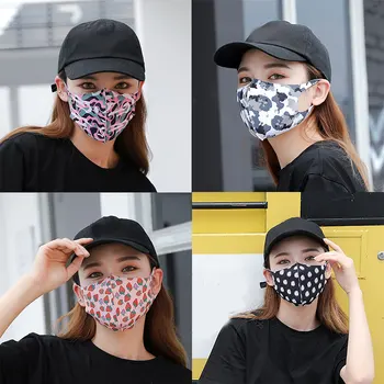 

Fashion Ice Silk Strawberry Print Mouth Mask Outdoor Sun Protection Mask Female Sunscreen Windproof Face Masks Breathable Mask