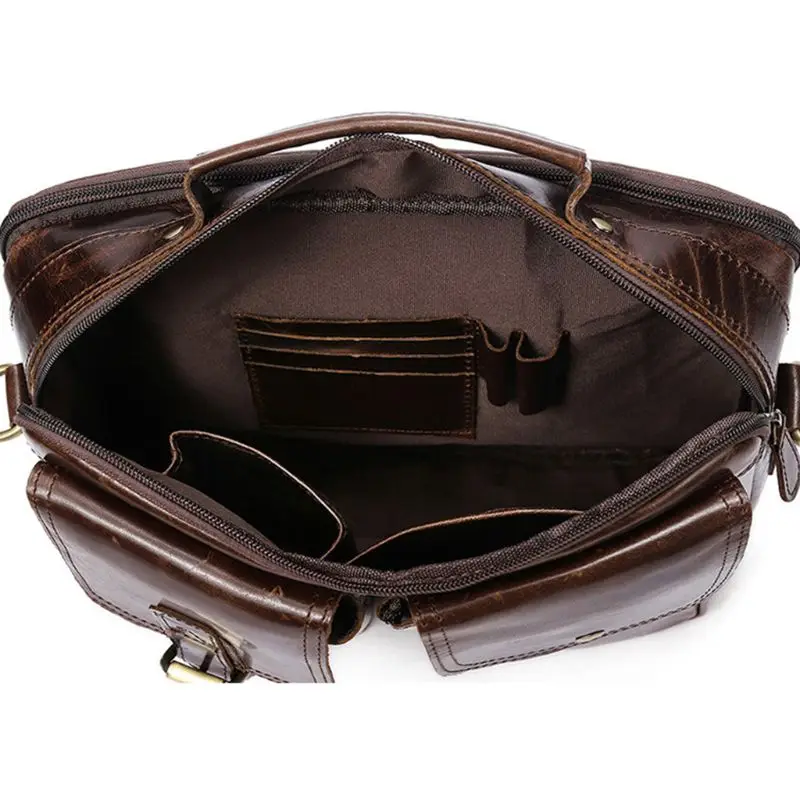 Винтажная мужская кожаная повседневная сумка через плечо, портфель для ноутбука, сумка-тоут, сумки на плечо