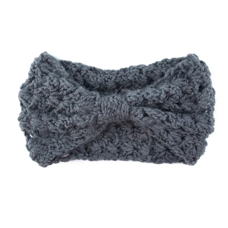 Вязаные ажурные ободки для волос с бантиками, наушники, повязки на голову, ручная вязка, повязка на голову, теплые зимние осенние аксессуары для волос, головной убор