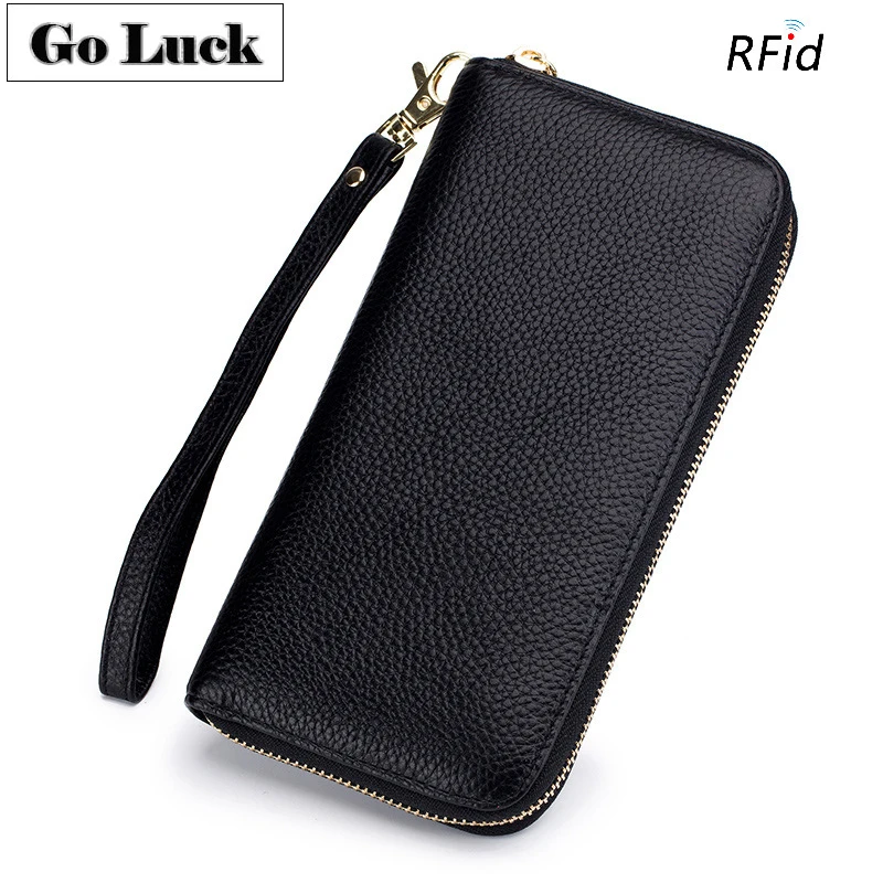Бренд GO-LUCK, RFID, натуральная кожа, кисточка, браслет, клатчи, кошелек, женский чехол для сотового телефона, чехол для карт, Женский кошелек на молнии