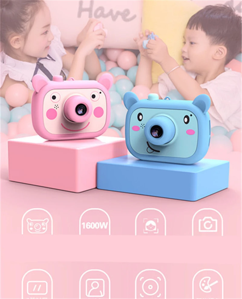 Wifi Crianças Câmera Câmeras Digitais Projeção Vídeo 1600 w Pixels Engraçado Brinquedos Meninos Meninas Aniversários Presentes hd 8 Wifi crianças câmera hd câmeras digitais projeção