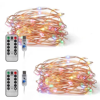 

LED Copper Wire String lights 5V USB Powered with Remote 10M 5M Garland Lights for Wedding Bedroom Party Garden Indoor Outdoor