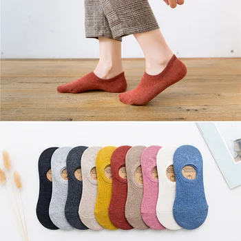 

Fashion Women Socks Minimalist Vertical Stripe Short Sock Shallow Mouth Breathable Comfortable Women Cotton Nonslip Boat Socks