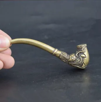 

Chinese pure brass Carved faucet cigarette holder small statue #2