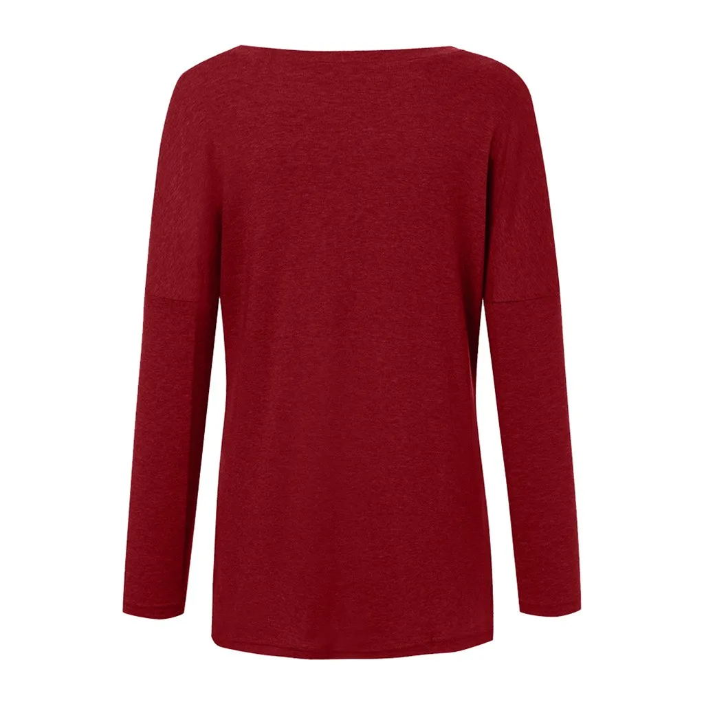 Женские блузки и топы плюс размер 5xl карман сплошной длинный рукав свитер Свободный Длинный пуловер, топы, блузка 9 цветов# YL5