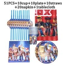 

Game Roblo Theme Birthday Party Set Decorations Paper Cup Plate Straws Nakpin Kids Boy Children Day Party Supplies Tablecloth