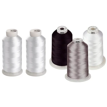 

2Pcs Bobbin Thread for Sewing White 5500 Yards & 3Pcs Polyester Embroidery Machine Thread Spool 5000M