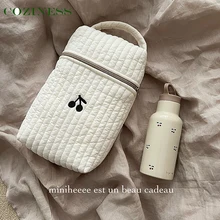 Cozeless Bolso portátil multifuncional para cochecito de bebé, bolsa de algodón con estampado de cereza negra, pañales, bolsas de taza de agua, recién llegado