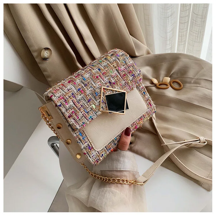 Winter Fashion Woolen Woman Chain Small Luxury Handbags Women Messenger Crossbody Bags Female For Designer Flap Shoulder Bag