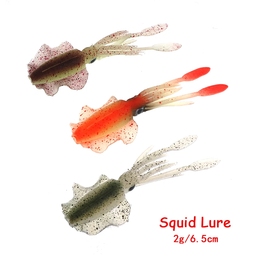

2g Luminous Squid Soft Bait 3D Eyes Saltwater Fishing Octopus Lure