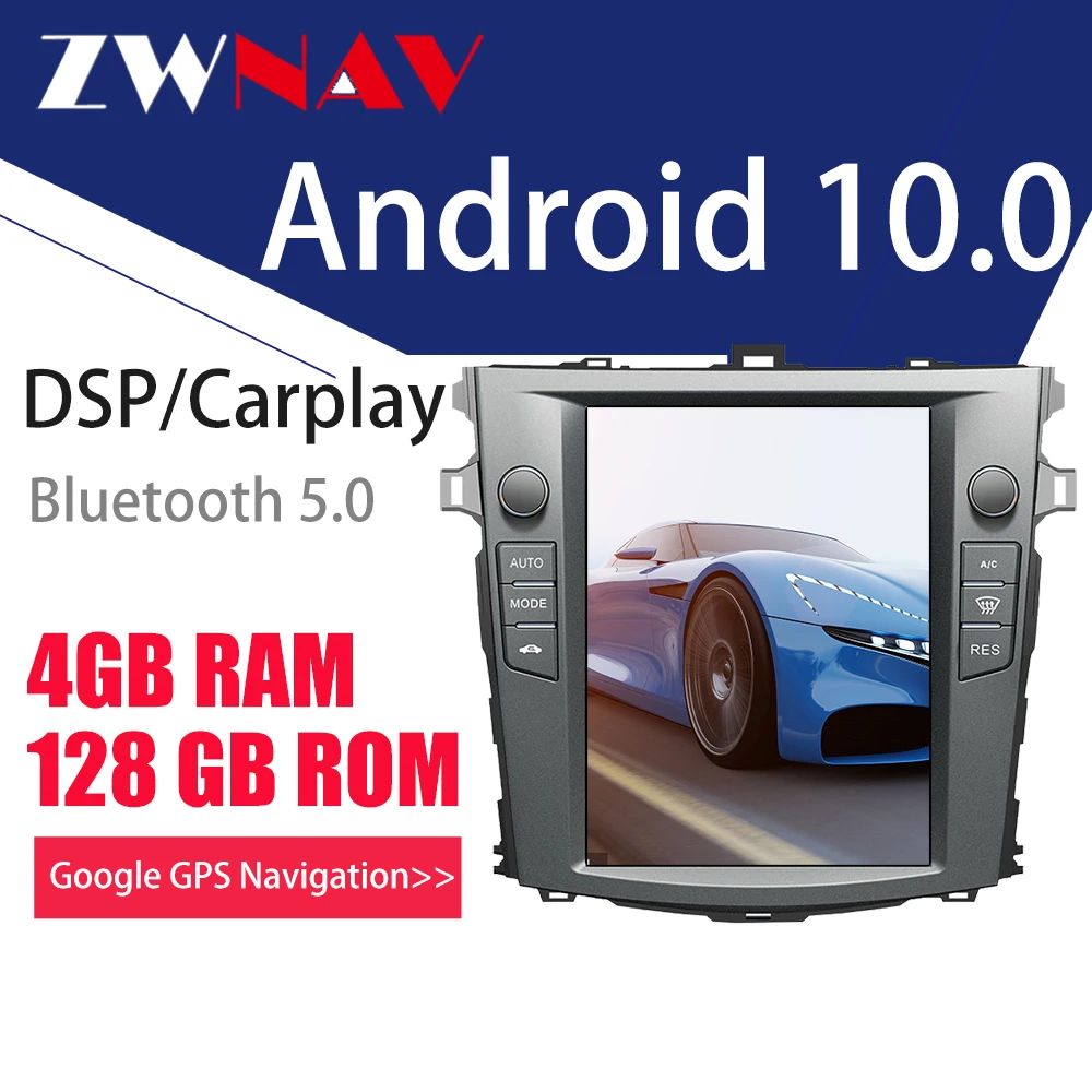 

for Toyota corolla 2007-2012 10.4inch car multimedia player Android 10 car Gps navigation PX6 4+128G Tesla screen IPS