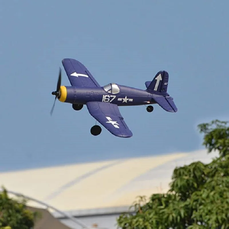 Avião de Controle Remoto com Tecla Acrobática para Crianças e Adultos,  LEAMBE F4U Corsair, Azul - Blumenau