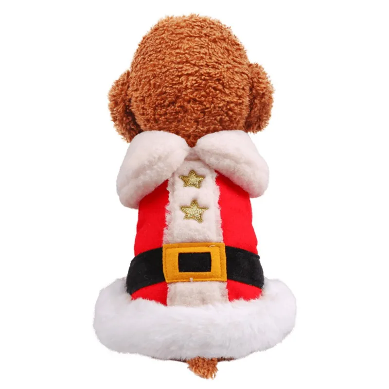 

Pet Santa Cosplay Clothes Dogs Cat Winter Warm Christmas Stars Festive Cotton Coat Jackets Puppy Outfit