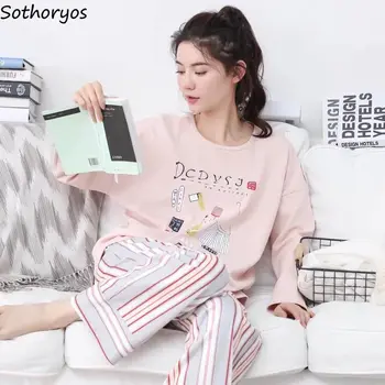 

Pajama Sets Women Simple Printed Sleepwear Womens Leisure Soft Comfortable Korean Style Daily Elegant Student High Quality New