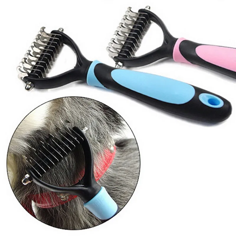 Pet Fur Trimmer Professional Rake Open Knot Brush Grooming Undercoat