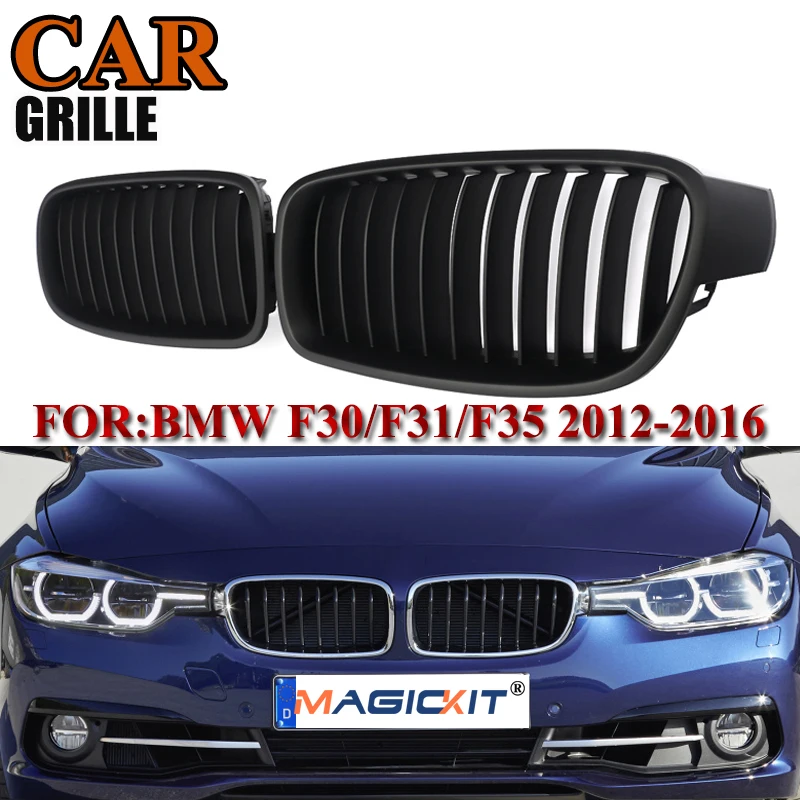 

MagicKit for BMW F30 F31 316d 318d 335i 3 Series 2012-2017 1Pair Front Kidney Grill Grilles Matte Black Car Styling Racing Grill