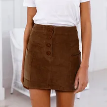 KLV/Для женщин юбка faldas mujer moda חצאיות для девочек нарядные вечерние коктейльное вельвет карман Высокая талия юбка#3