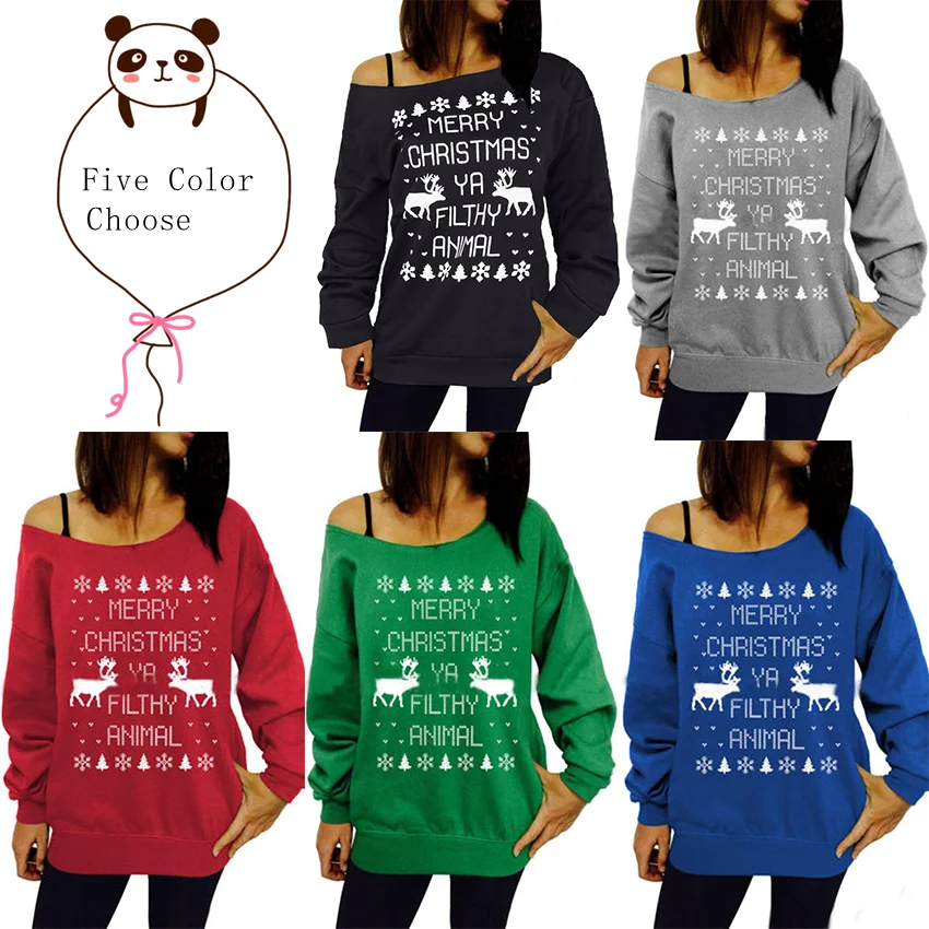 

LISM Autumn and Winter Cotton Thickening Plus Velvet Christmas Tree Elk Snowflake Print Head Round-neck Long-sleeve Sports Hoody