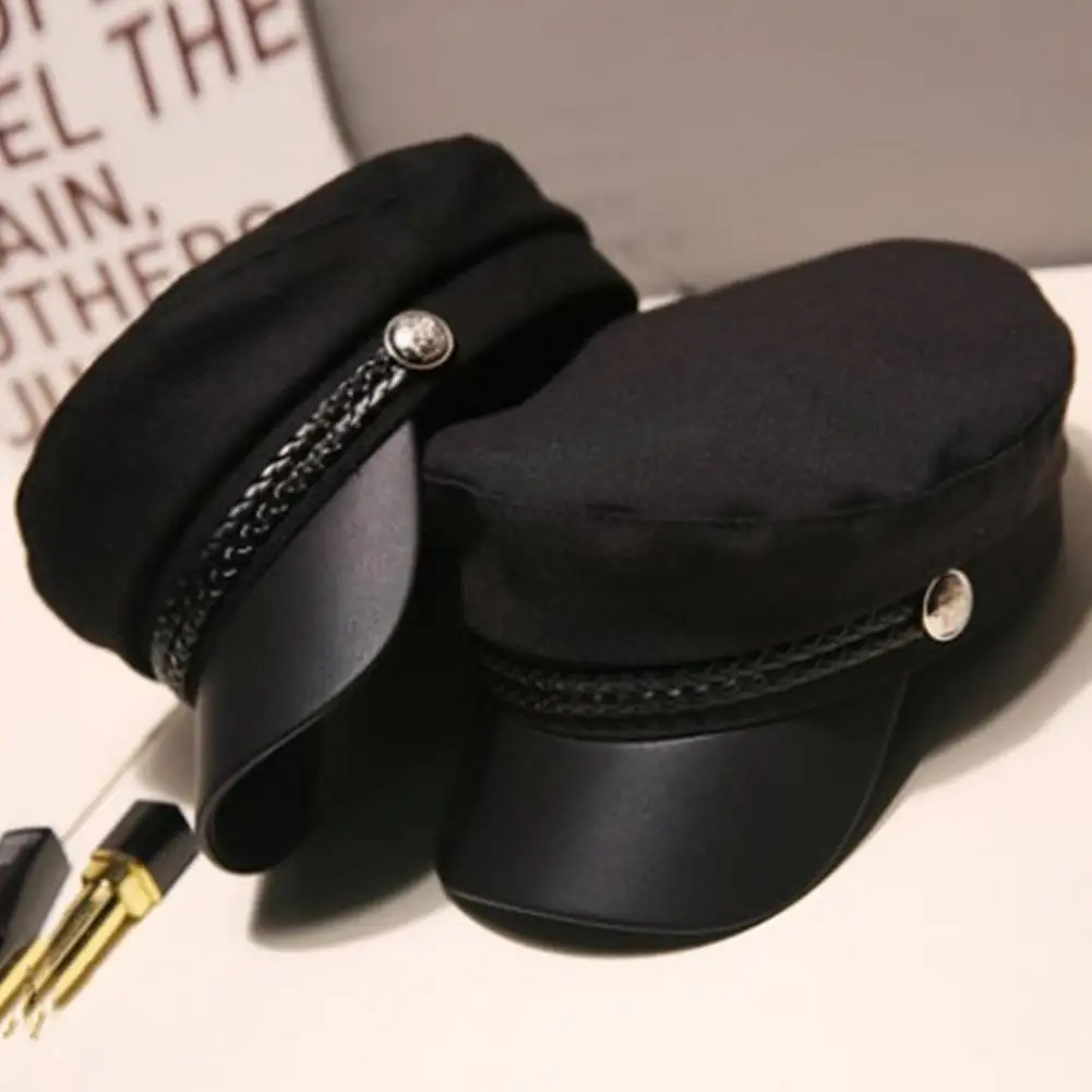 

2019 Women Octagonal Button Thin Flat Casual Outdoor School Beret Artist Cap Hat Unisex Hot Sale