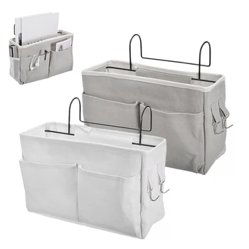 

Canvas Hanging Storage Bag Bedside Storage Organizer Dorm Room Phone Book Magazine Storage Bag Holder with Hook