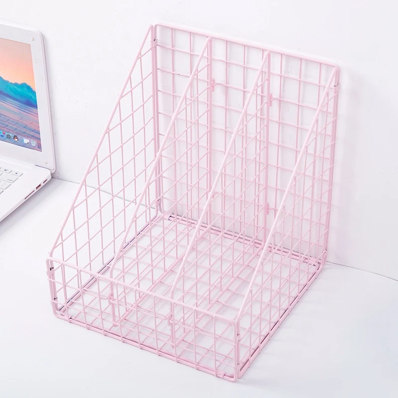 Grid Iron Foldable Storage Rack Household Desktop Book Magazine Finishing Shelf Metal Creative Simple Office File Management Cas