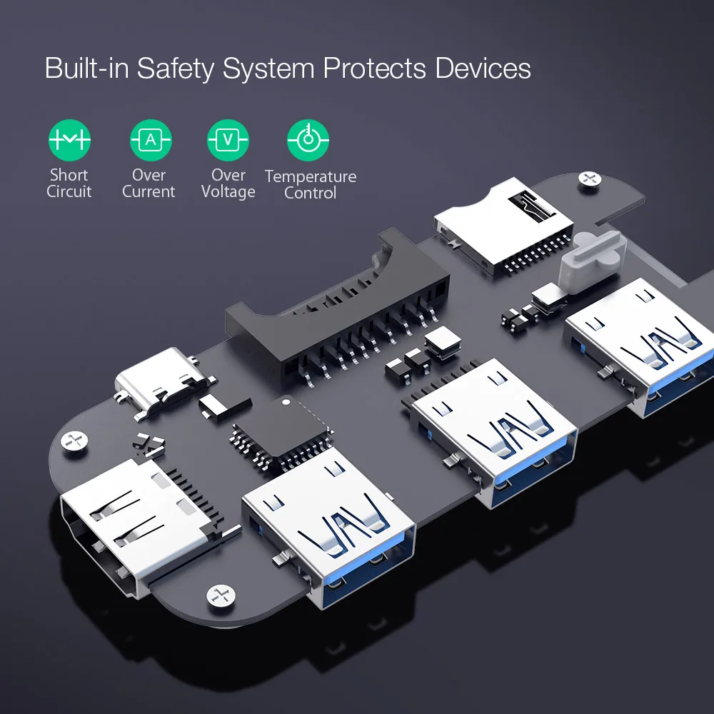 Usb концентратор для передачи данных BlitzWolf 7 в 1 с 3 портами USB 0 устройство чтения tf