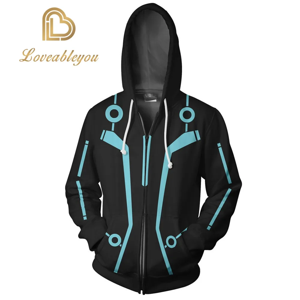 Cosplay Tron: Legacy костюм Сэм Флинн толстовки Западная 3D печать куртка на молнии свитер с капюшоном пальто Топы для взрослых мужчин