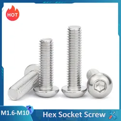 M1.6 M2 M2.5 M3 M4 M5 M6 M8 M10 A2-70 Button Head Hex Socket Screw 304 Stainless Steel Round Head Allen Bolt Hex Screws