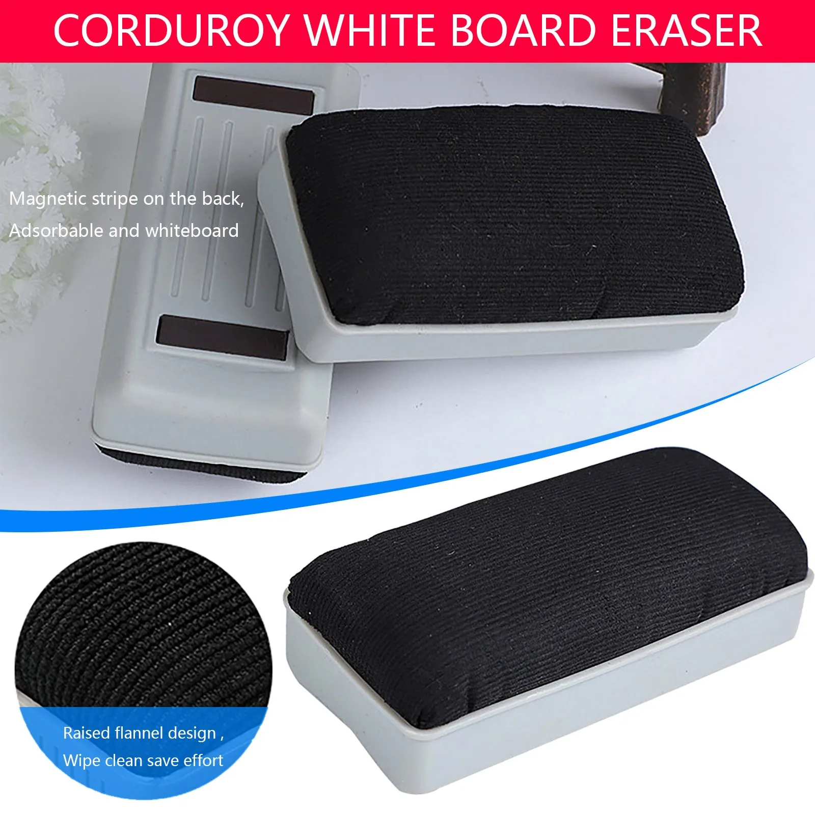 Magnetic Whiteboard Eraser Plastic Marker Cleaner Wipe School Stationery Supply 