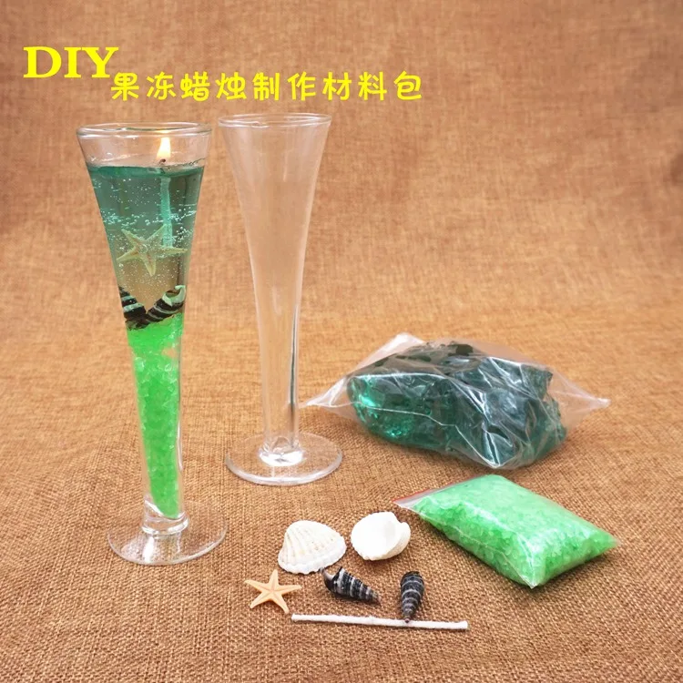 Diy Jelly Candle Material Packed High Foot Cup Marine Romantic Material Colored Imported Candle Set Party Supplies Decoration