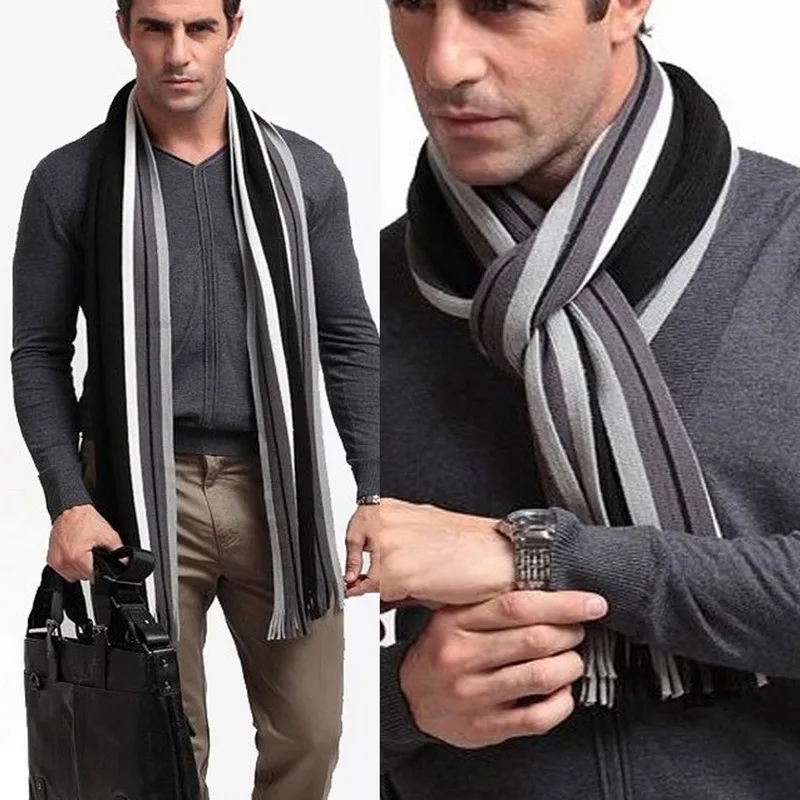 Tanio Nowy projektant mody mężczyźni klasyczny kaszmirowy szalik zimowy ciepły