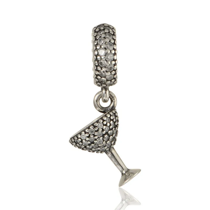 

Summer Wine Cup Dangle Clear CZ Charms for Snake Chain Bracelets 925 Sterling Silver Jewelry DIY Cool Charms for JewelryMaking