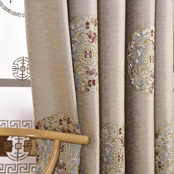 

Chinese Luxury Classical Blackout Curtains for Living Room Kitchen Luxury Embroidered Tulle For Window Treatments Drapes #4