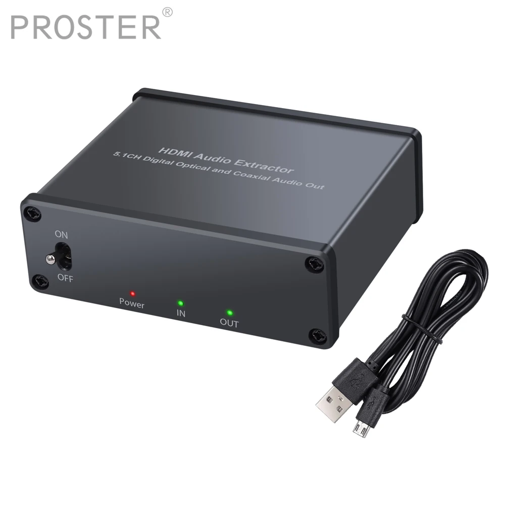  Proster 4K 3D HDMI Audio Extractor HDMI to HDMI Optical TOSLINK SPDIF + Coaxial Audio Converter HDM