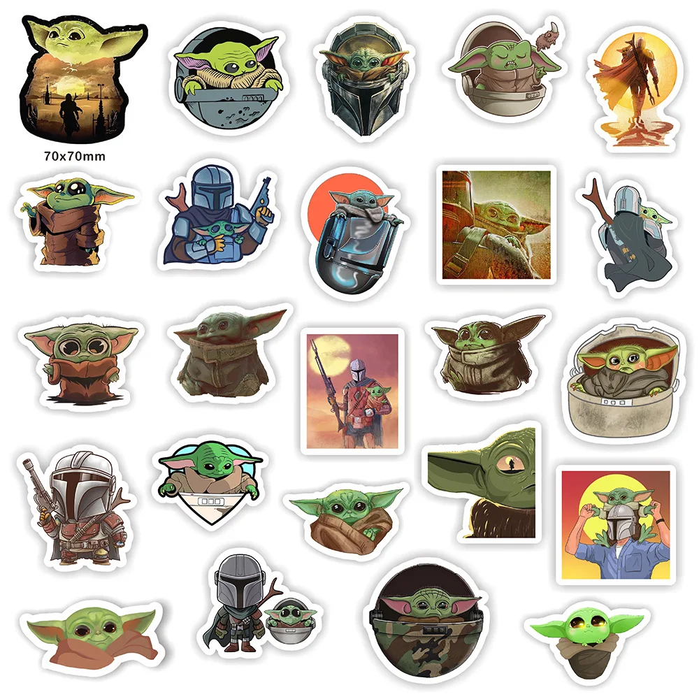 50PCS/LOT Movie The Mandalorian and Child Cute Cartoon Shape Decorative Personality  ST0035 Sticker Toys Gifts Party Prizes