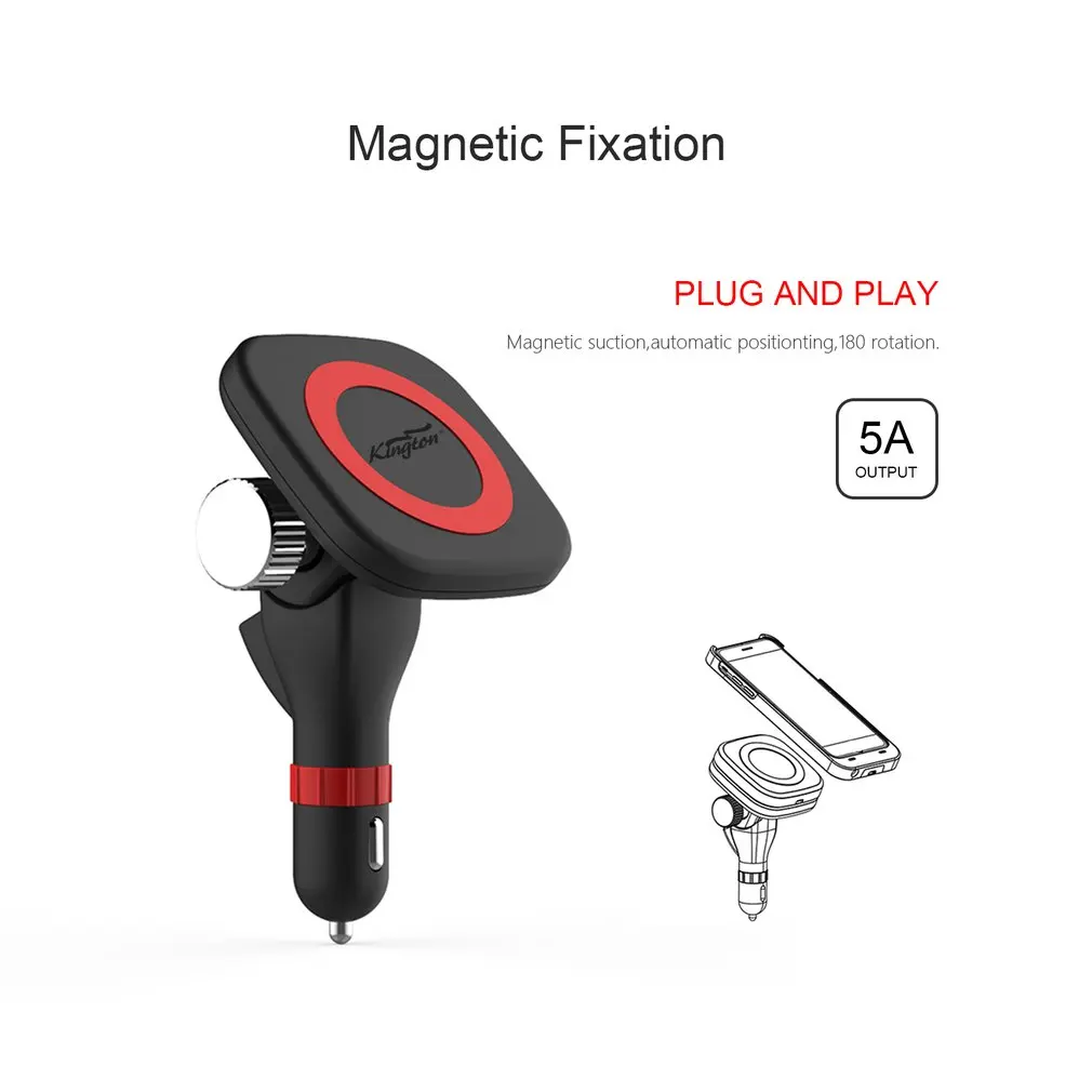 Black Qi Stardard Car Smart Magnetic Vehicle-Mounted Wireless Charging Charger Kits for iPhone6/6S Universal Mobile Phone