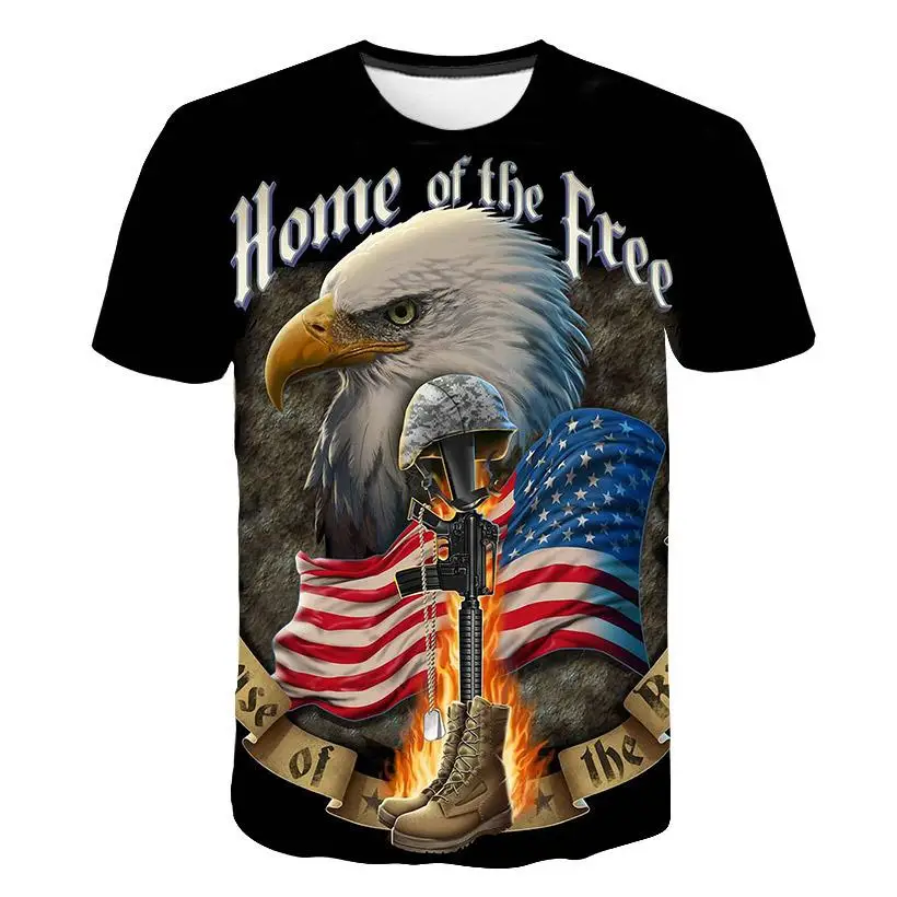 Новый American Eagle печатных 3D Футболка мужская баннер с символикой США короткая