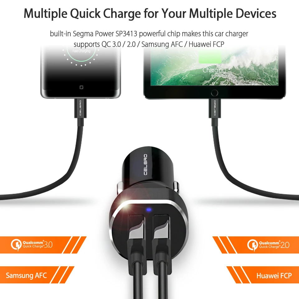 Автомобильное зарядное устройство Usb 3 0 2 автомобильное с двумя портами для Xiaomi