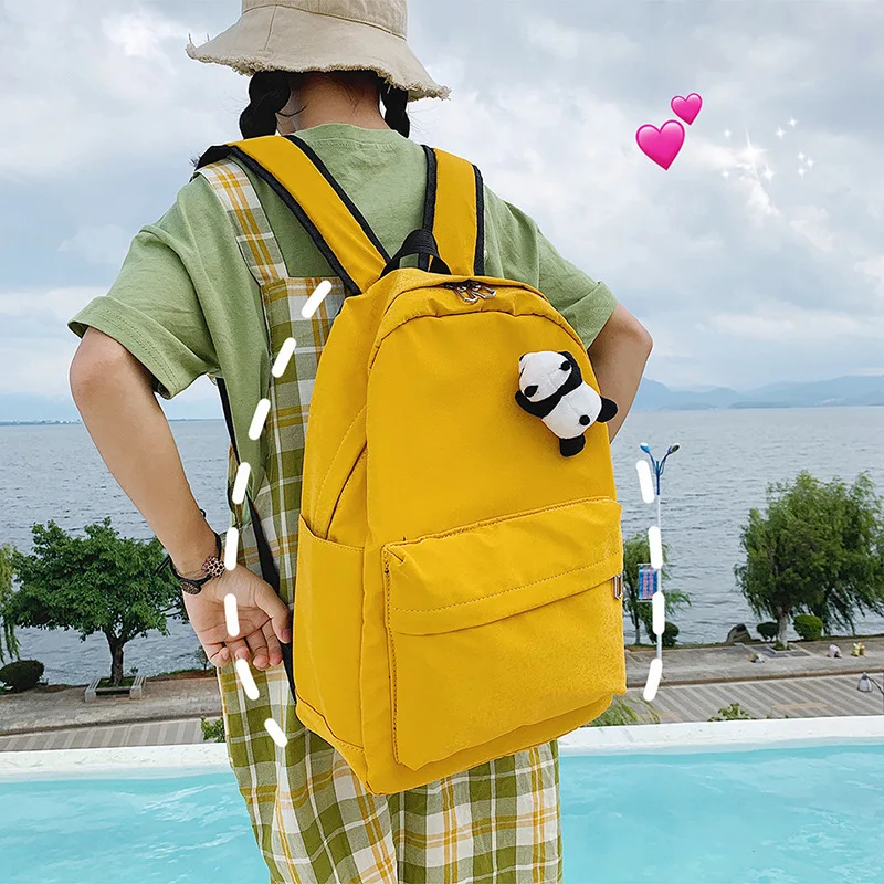 

Backpack 2019 New Style Canvas Backpack Fashion Casual Bear Pendant Backpack