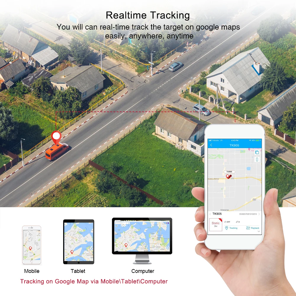 Tkstar Magnet GPS Tracker Car Tracker TK905B Long Standby GPRS GPS Locator Waterproof Vehicle Tracker 2G Voice Monitor Free APP gps location tracker