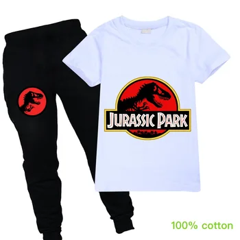 

Toddler Boys cartoon dinosaur print Clothes Set Fashion Tracksuit Jurassic Park Hooded T-Shirt Suit Children Kid Girl Sweatshirt
