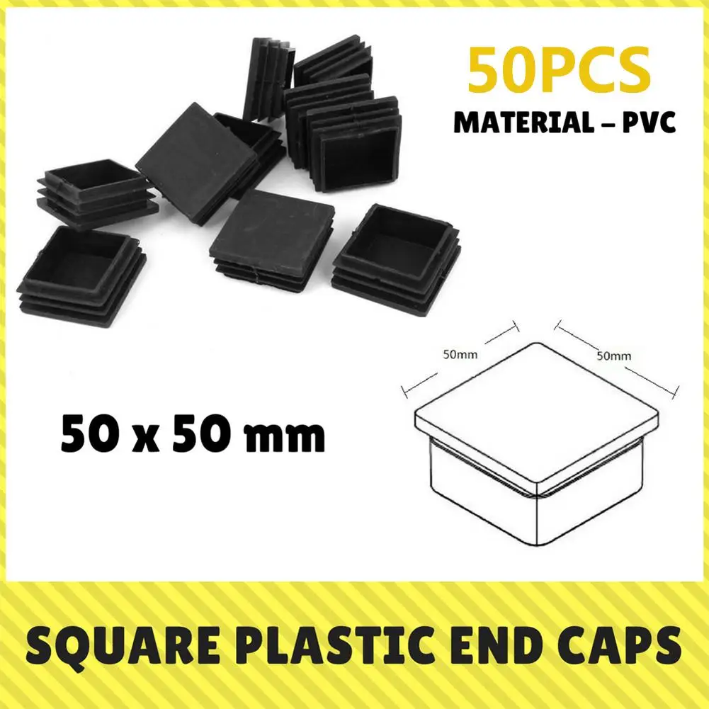 50 x 50 mm 50pcs 10/50 шт крышки на пластиковые окончания стальные трубы вставки для ограждения стальные трубы садовые инструменты мебель 50*50/50*100 мм - Цвет: 50 x 50 mm 50pcs