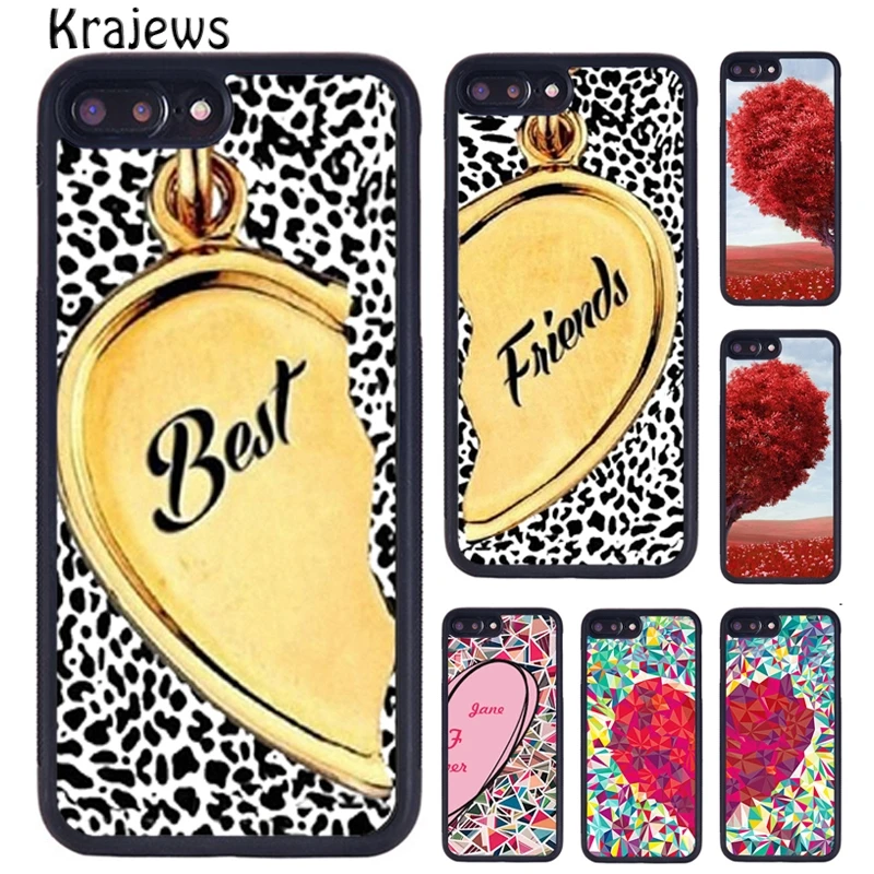 Krajews Pink Best Friends Heart Flower Pair Matching Phone Case For