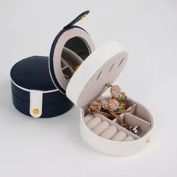 

European style Girl Earrings Plate Jewelry Box Protable Leather Earrings Ring Multi-function Portable Jewelry Storage Box