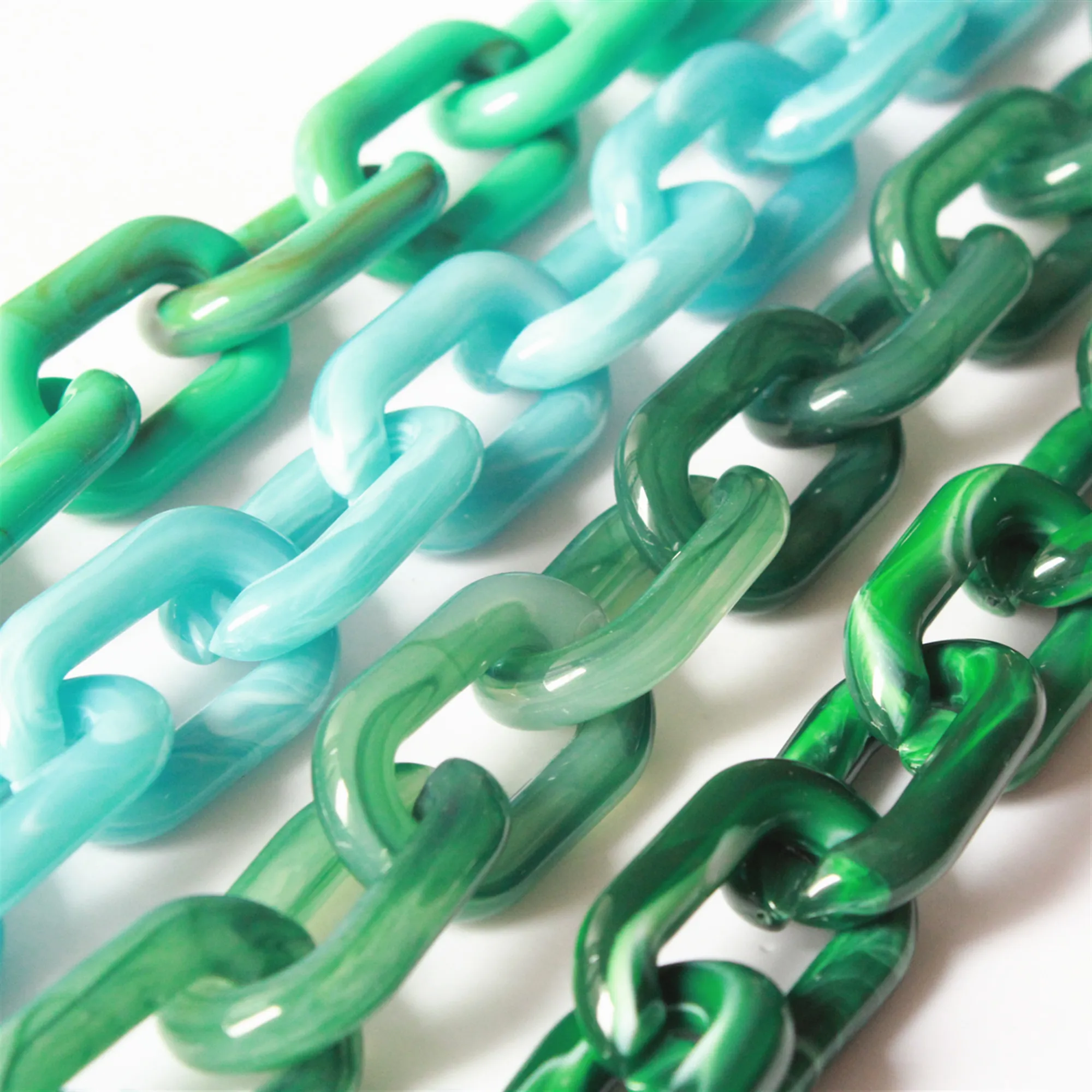 20pcs Big Green Marble Oval Acrylic Chain Links, Plastic Chain Links